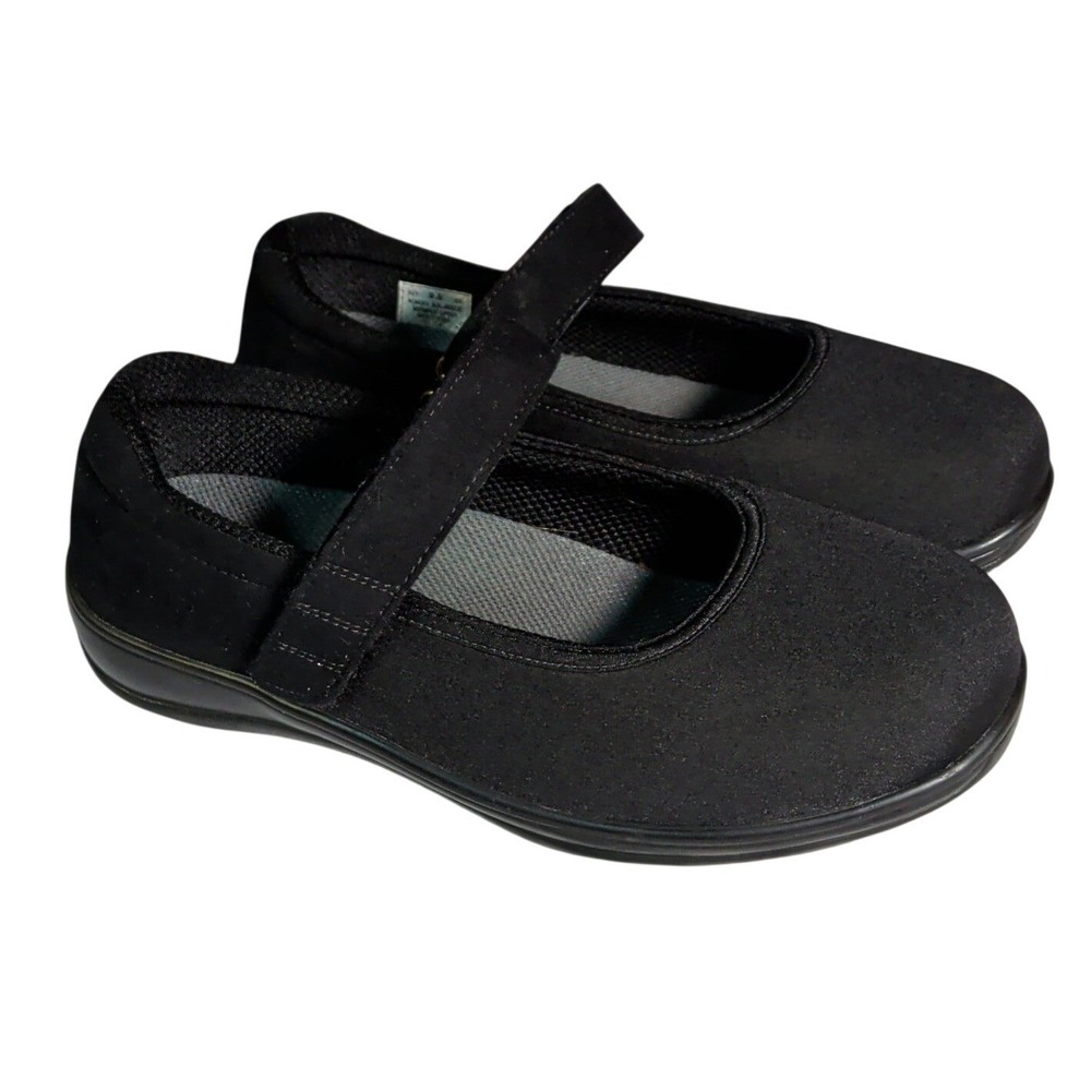 OrthoFeet Springfield Mary Jane Shoes Womens 9.5 4E Black Orthotic Comfort Flats